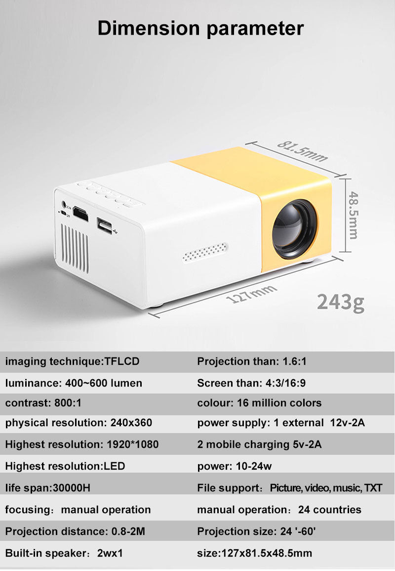 MINI PROYECTOR PORTATIL 1080P